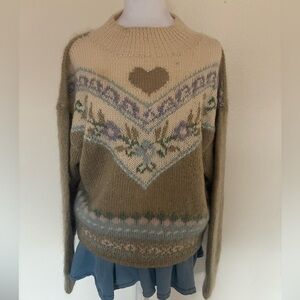 Cozy Heart Floral Hand Knit Sweater 🤎💐
